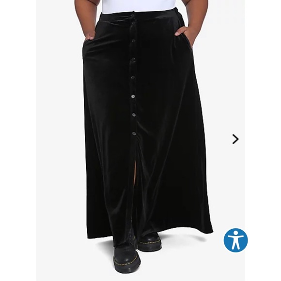 Hot Topic Dresses & Skirts - Black Velvet Buttondown Maxi Skirt